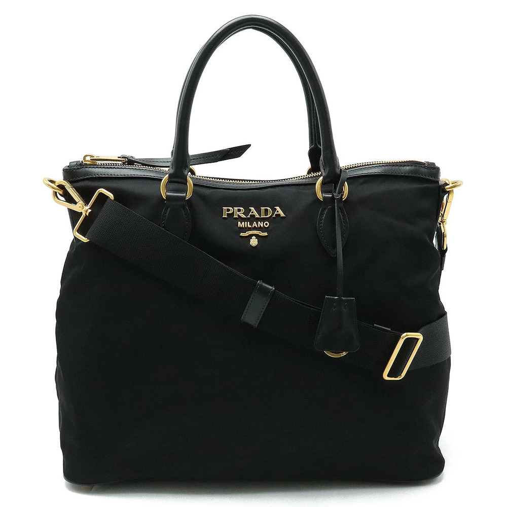 Prada Tote Tessuto Saffiano Bag Crossbody Leather NERO Black